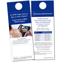 Complimentary door hangers for attracting home sellers and home buyers
