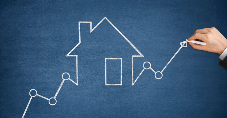 Mortgage Graph with Ascending Price Arrow