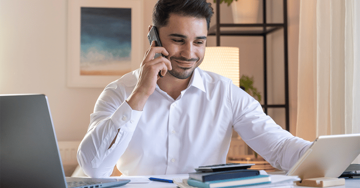 Real estate agent working in home office