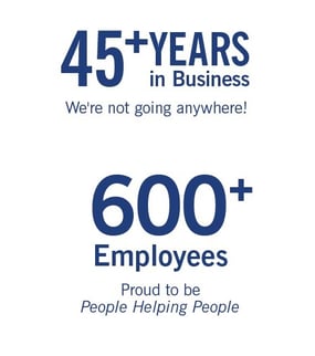 Over 45 years in business, and over 600 employees... we are People Helping People.